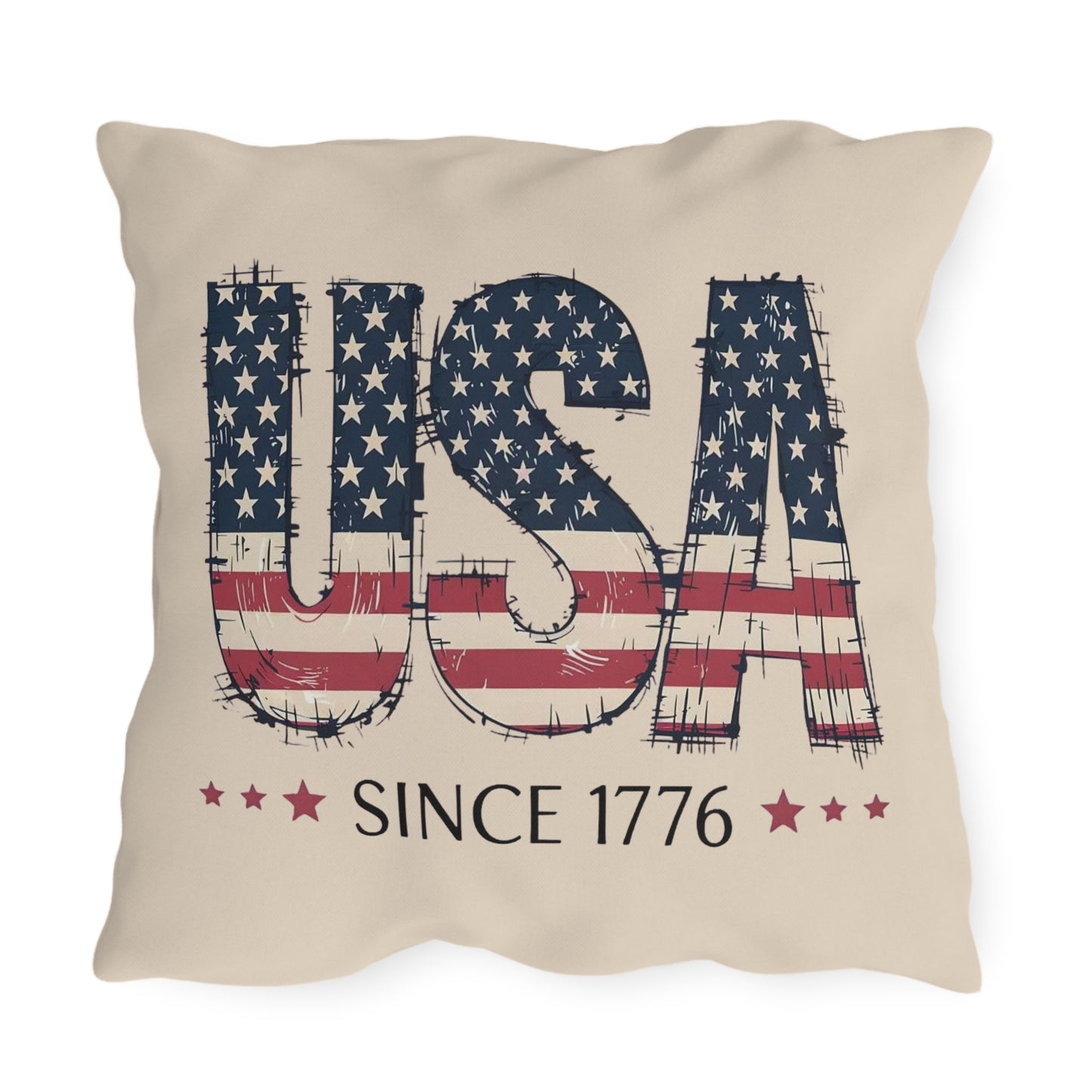 #250 USA Flag "USA Since 1776" Patriotic Outdoor Throw Pillow