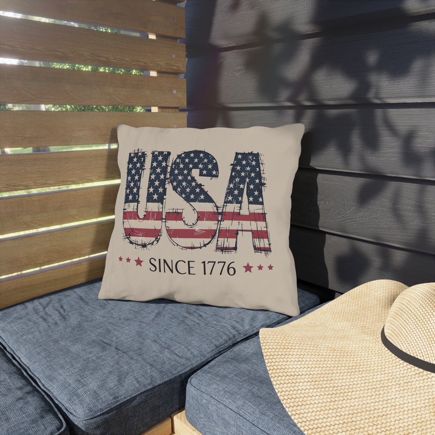 #250 USA Flag "USA Since 1776" Patriotic Outdoor Throw Pillow