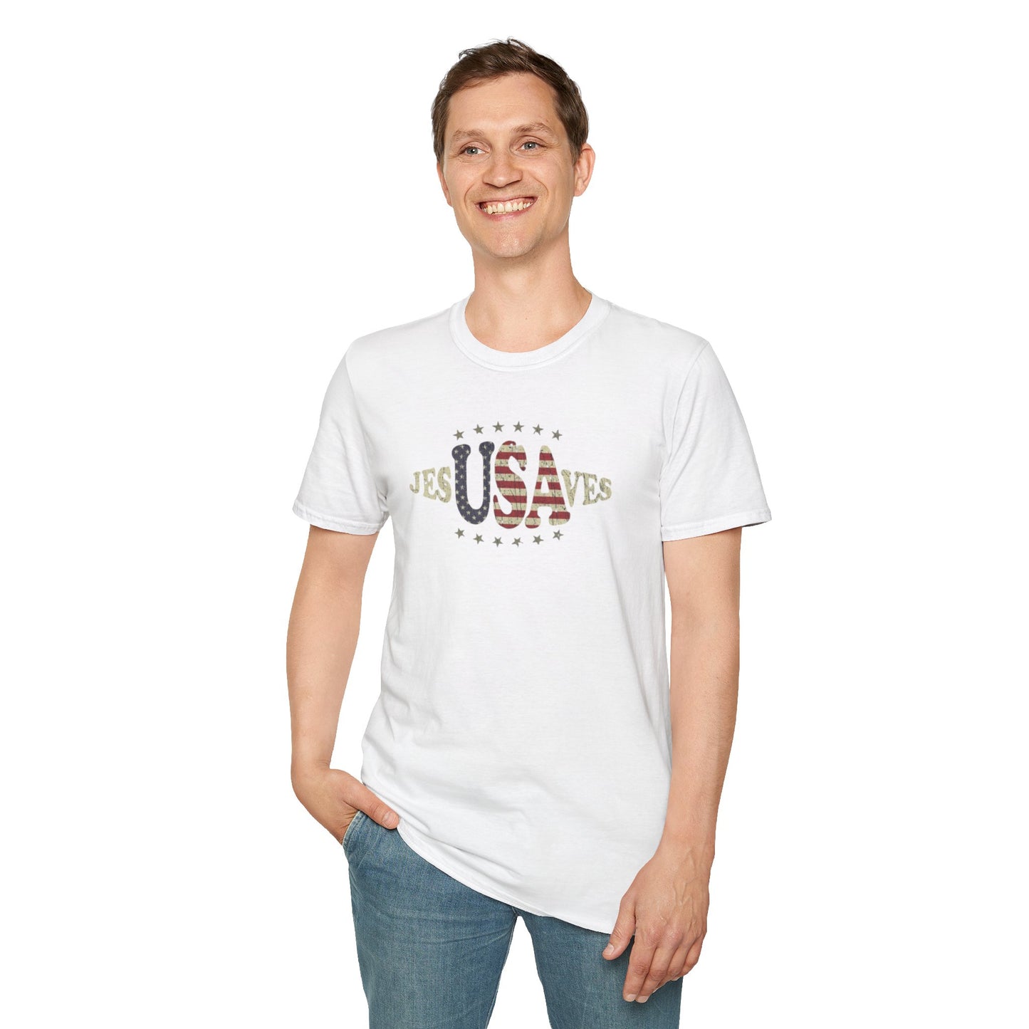 JesUSAves Patriotic T-Shirt — American Flag Christian Faith Tee