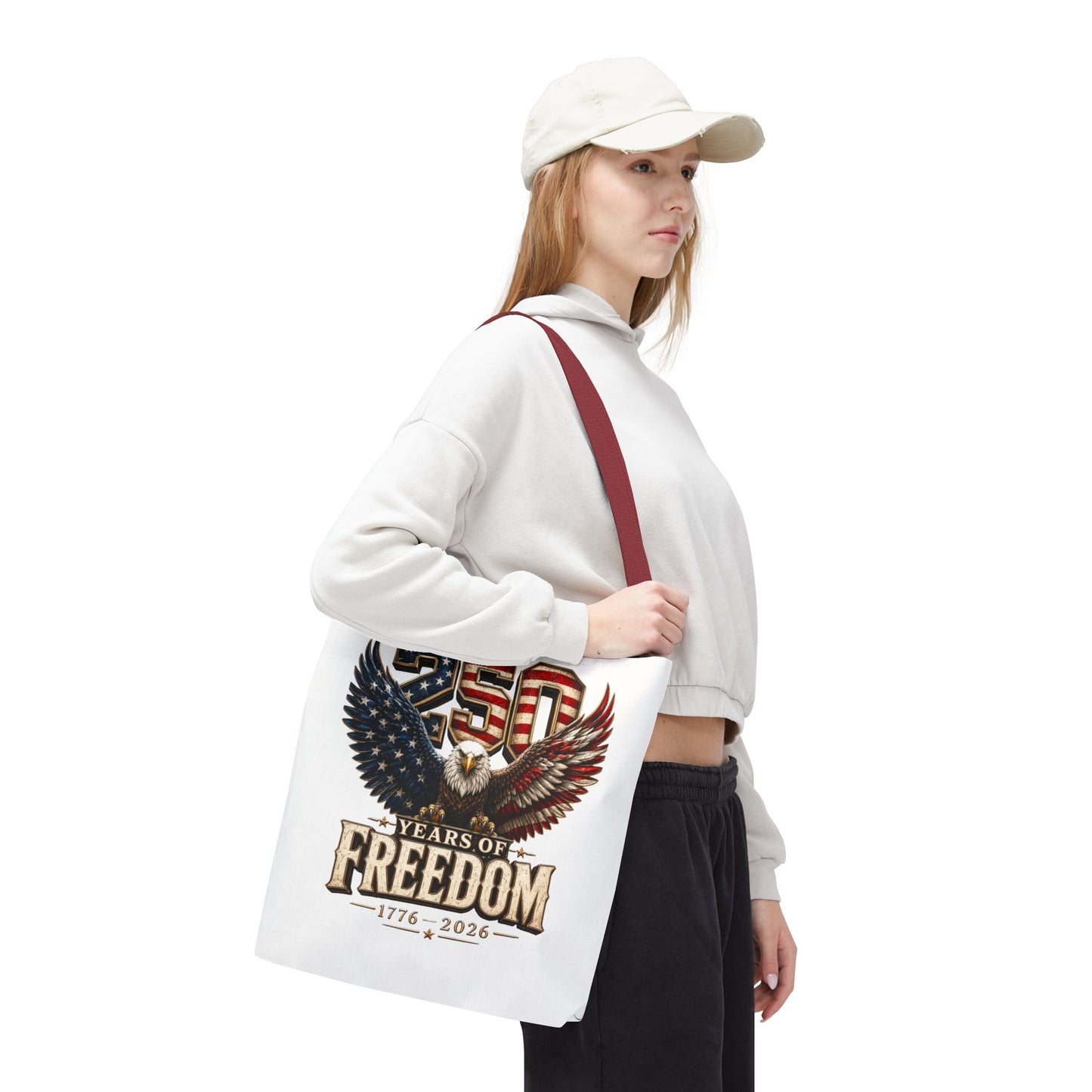 #250 250 Years of Freedom Eagle Patriotic American Flag Anniversary (1776–2026) Patriotic Tote Bag