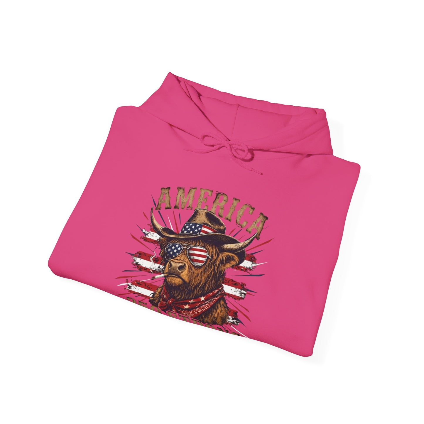 #250 America 250 Strong Patriotic Bull with American Flag Hoodie