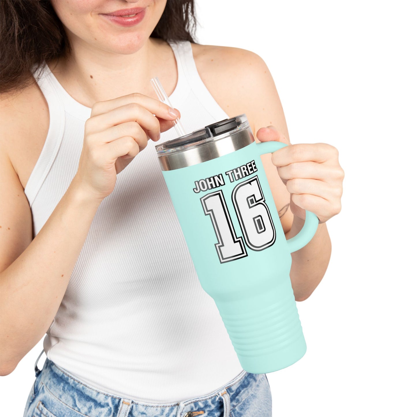 John Three 16 40oz Insulated Travel Mug — Stainless Steel Tumbler, Leak‑Resistant Cold & Hot Cup for Travel