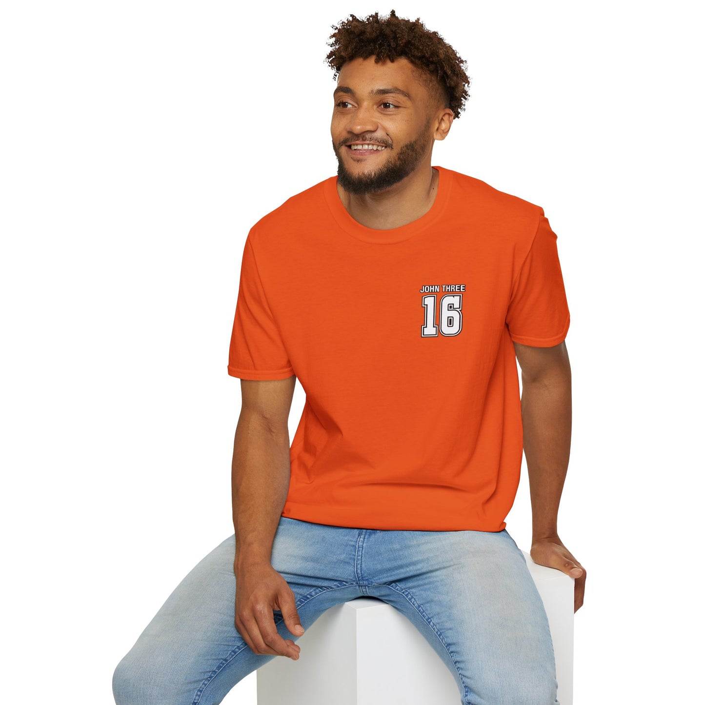 John Three 16 Chest and Back Jersey Print with Scripture Tee