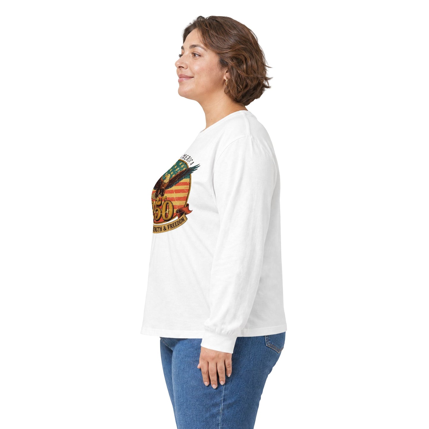 #250 Made in America Eagle 250th Anniversary Patriotic Long Sleeve Tee