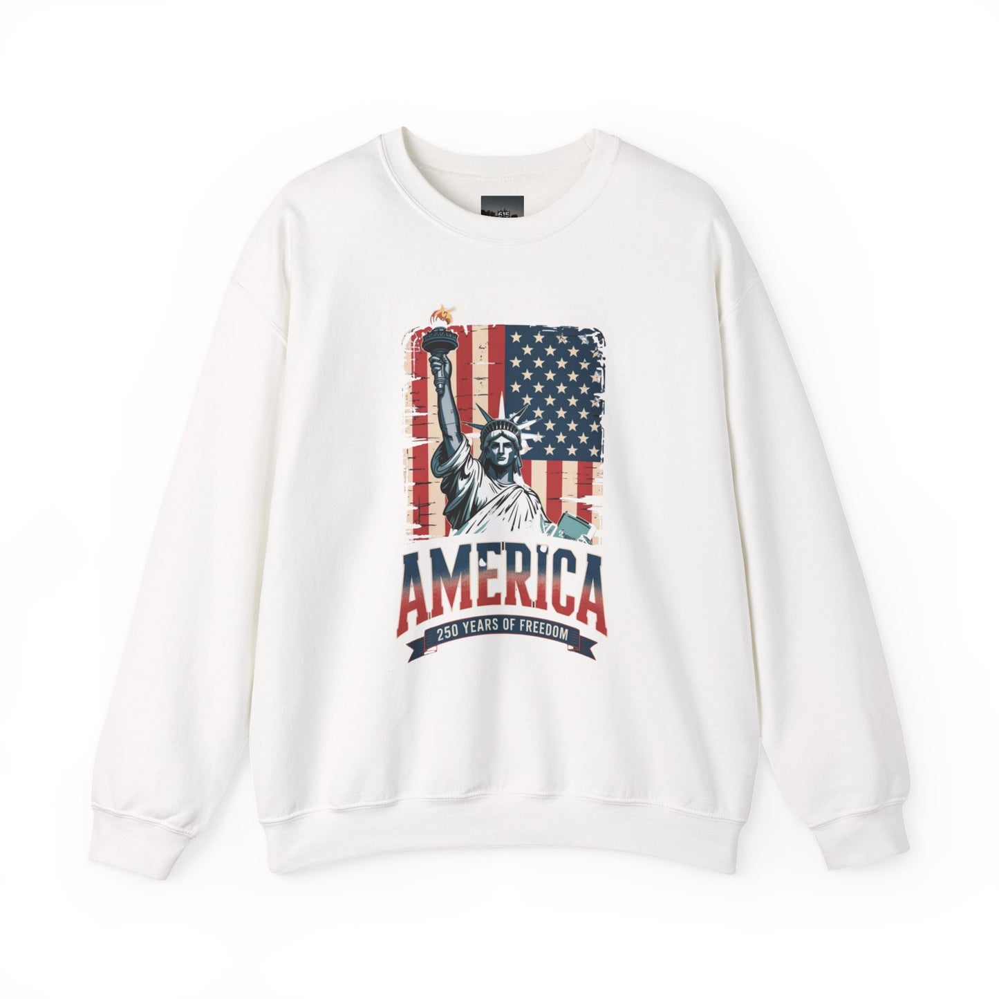 #250 Statue of Liberty American Flag 'America' Patriotic Independence Day Crewneck Sweatshirt