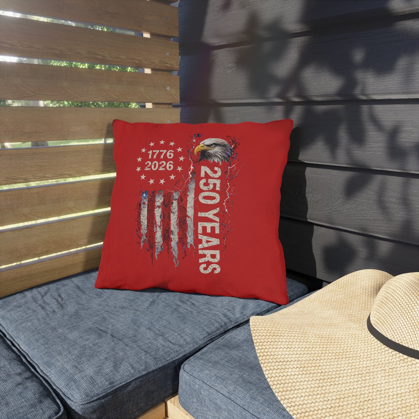 #250 1776-2026 250 Years USA Bicentennial Eagle Outdoor Throw Pillow