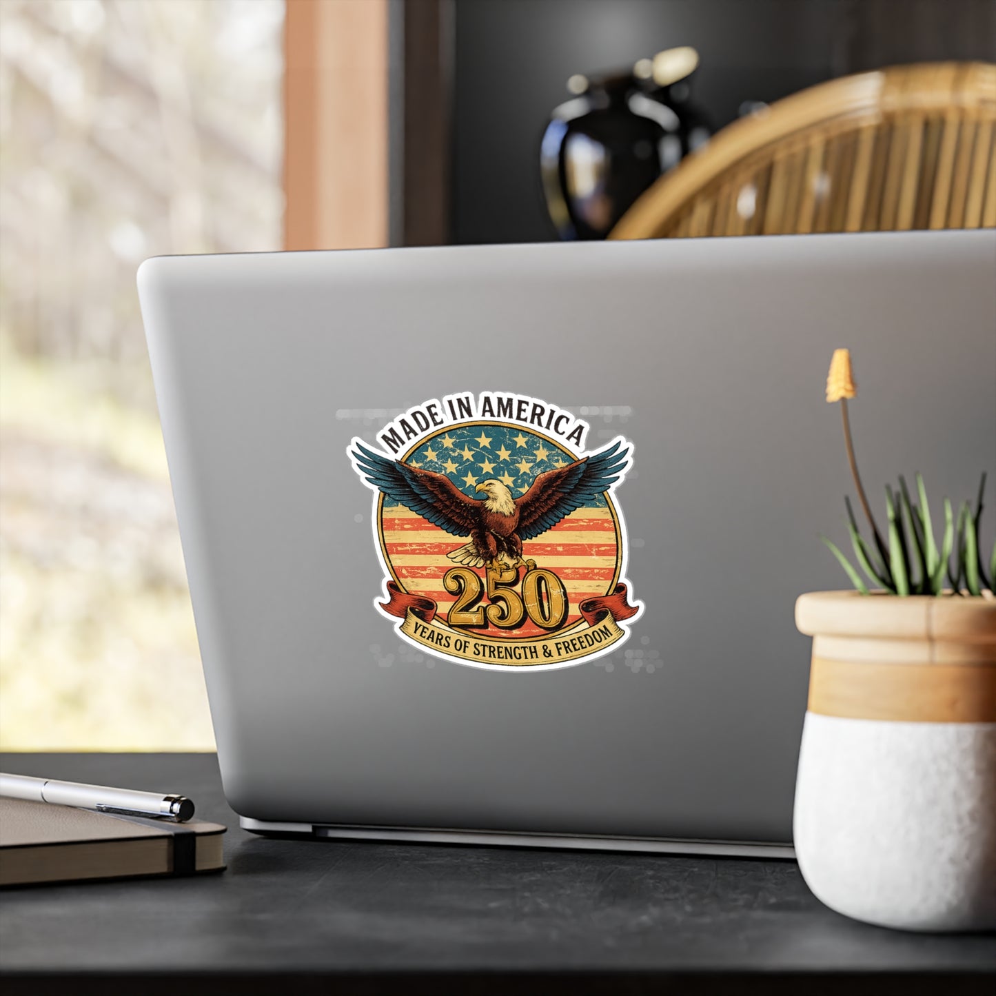 #250 Made in America Eagle 250th Anniversary Patriotic Vinyl Decal — Patriotic Kiss-Cut Sticker