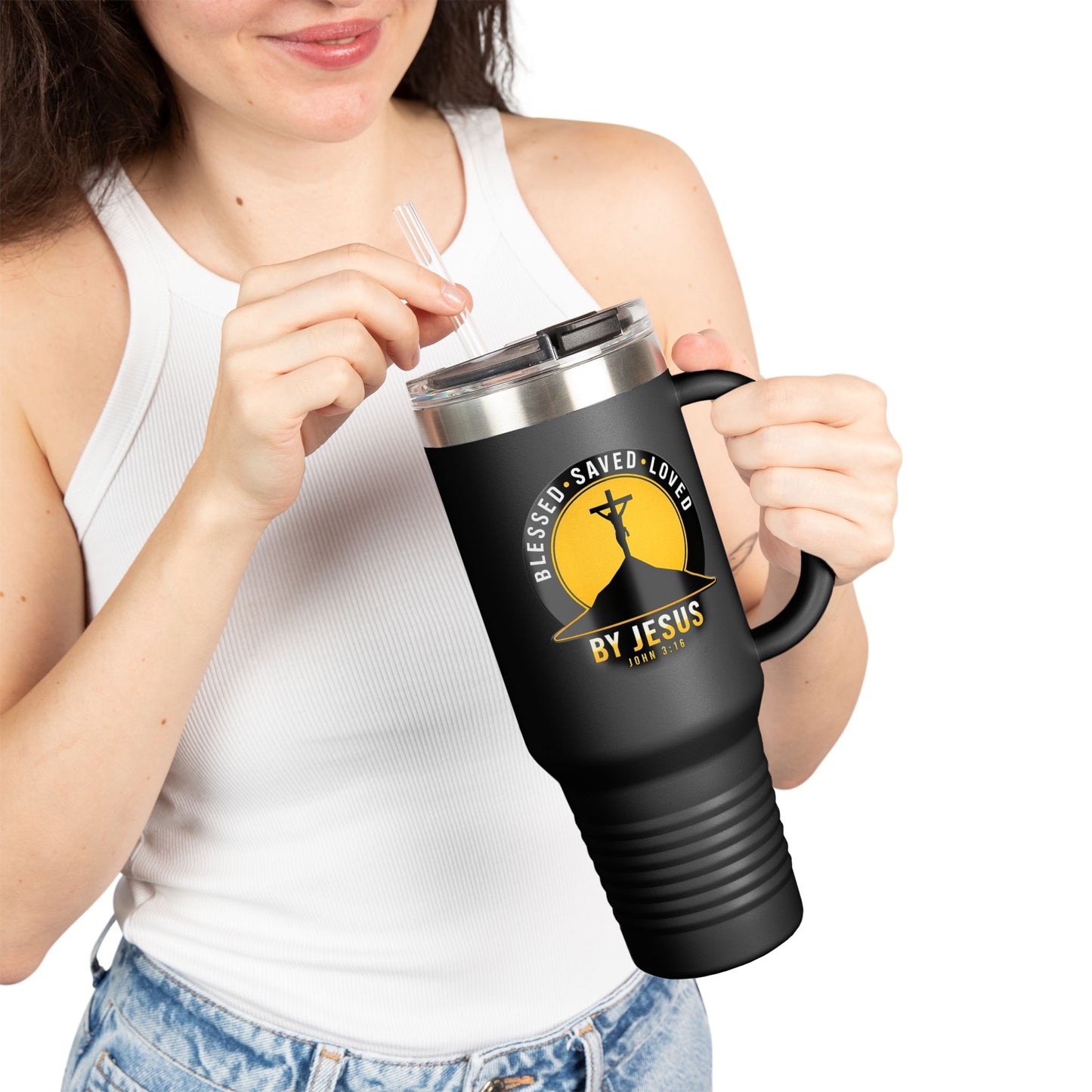 Blessed • Saved • Loved by Jesus Christian 40oz Insulated Travel Mug