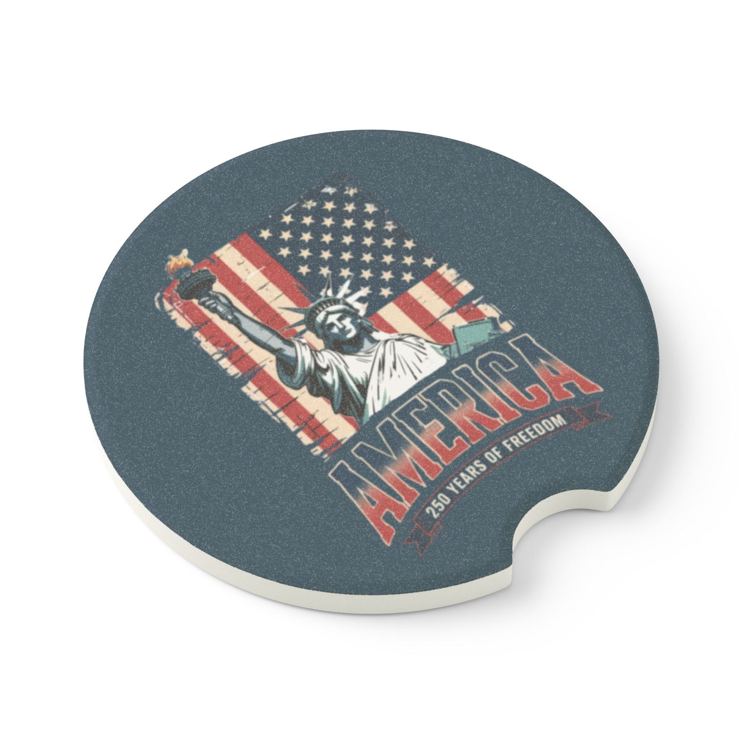#250 Statue of Liberty American Flag 'America' Patriotic Independence Day Car Coaster Insert