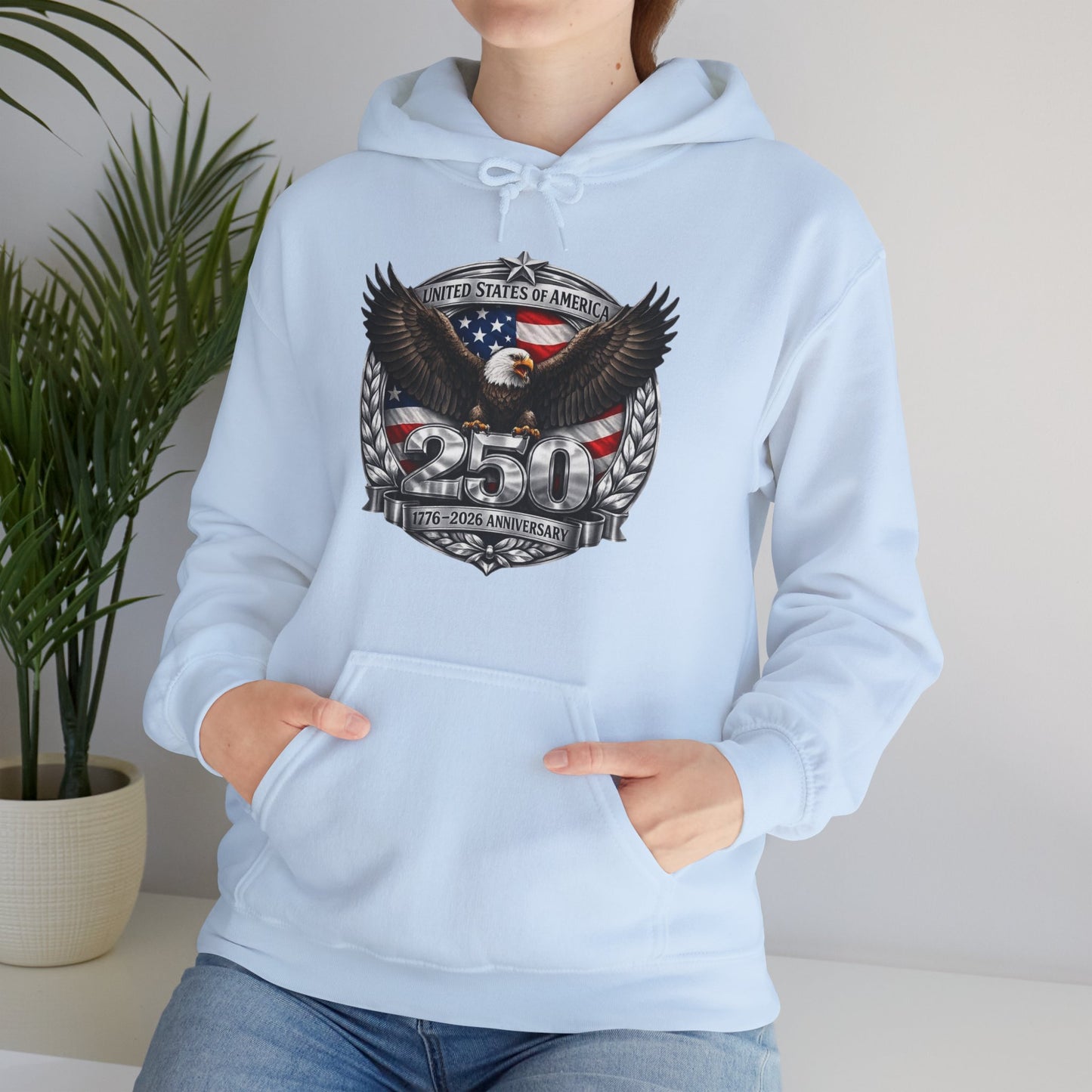 #250 Patriotic Bald Eagle 250 United States Emblem Hoodie