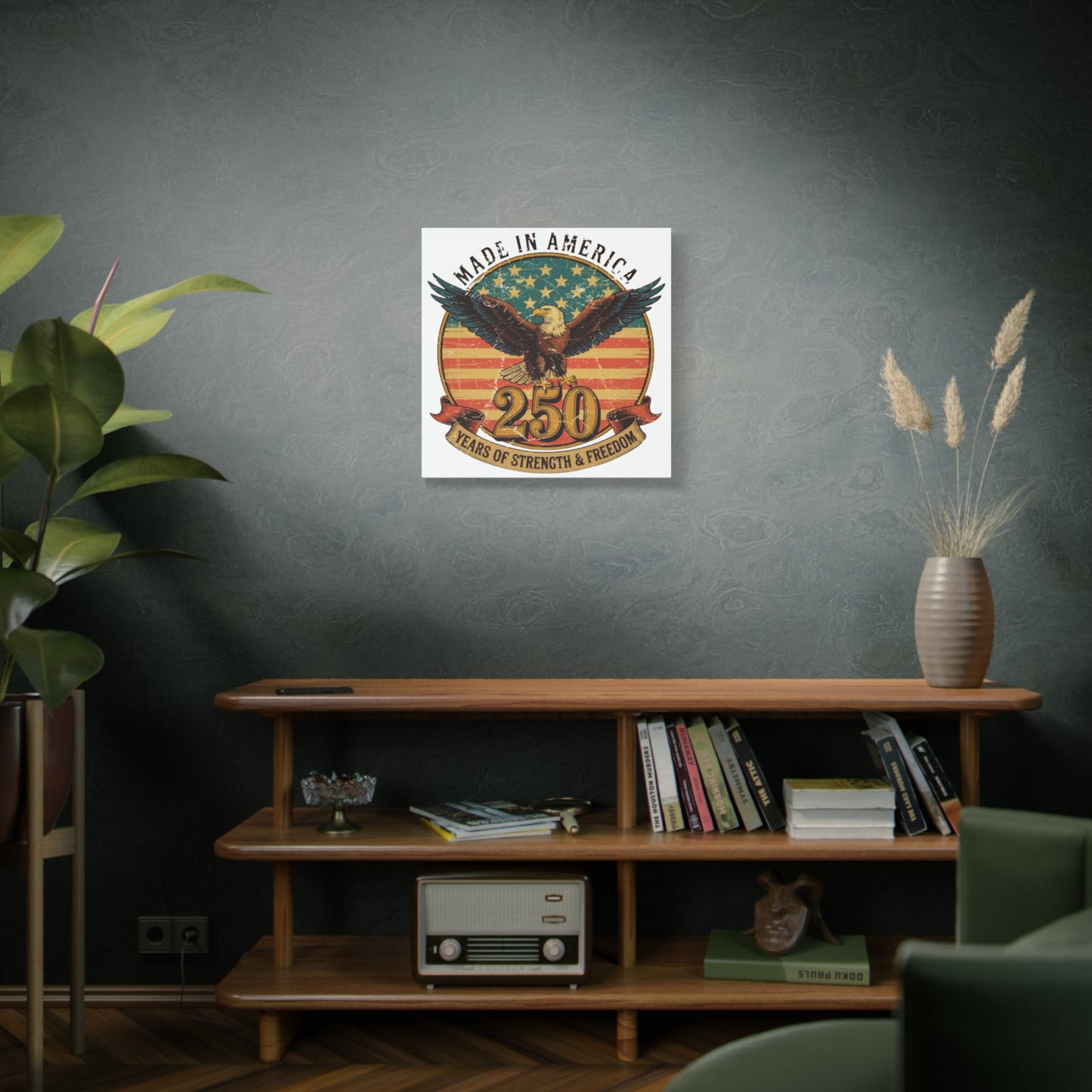 #250 Made in America Eagle 250th Anniversary Patriotic Matte Canvas Wall Art