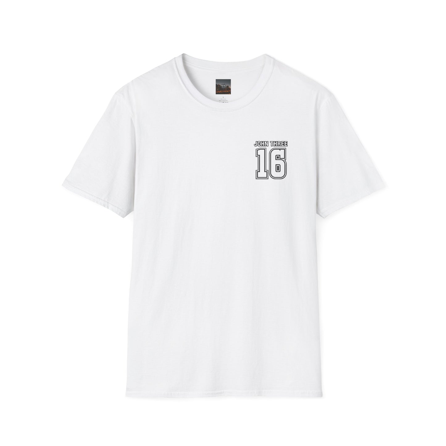 John Three 16 Chest and Back Jersey Print with Scripture Tee