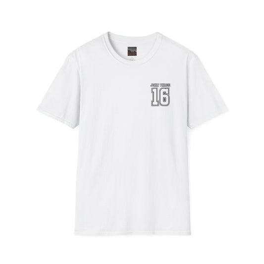 John Three 16 Chest and Back Jersey Print with Scripture Tee