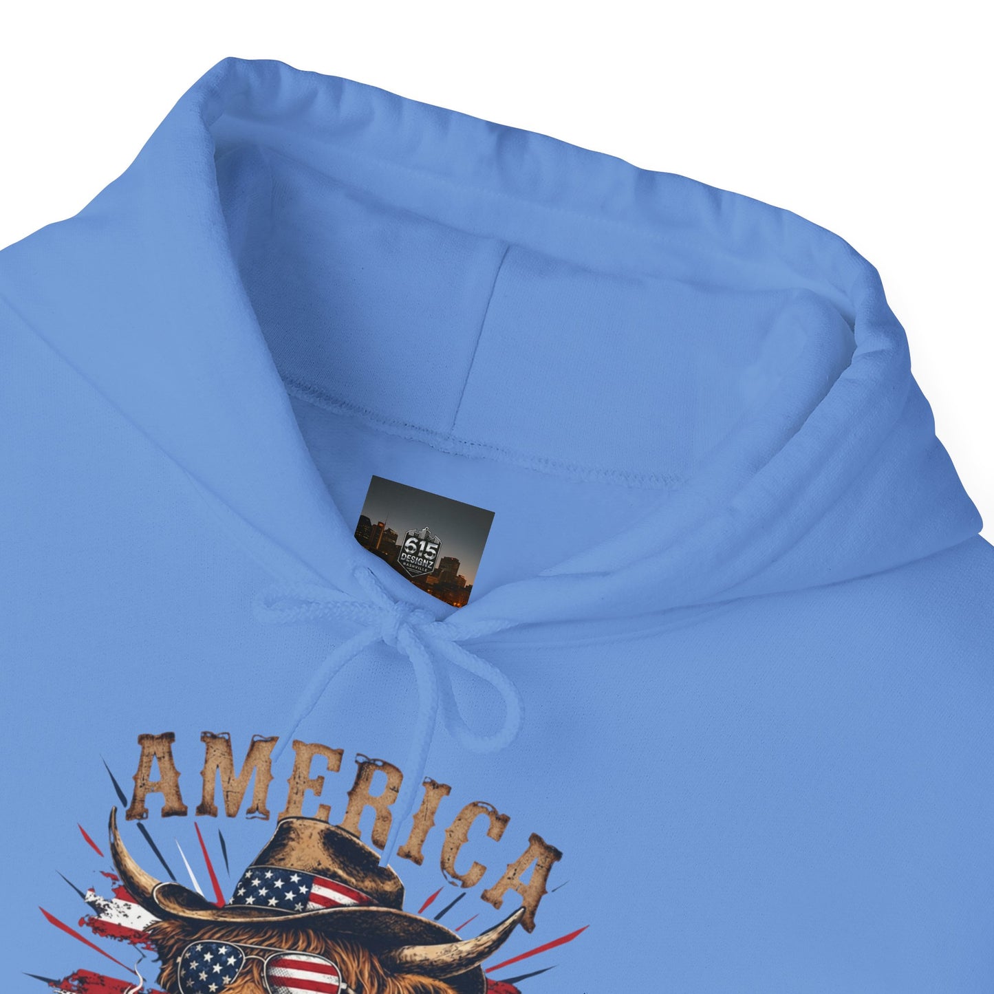 #250 America 250 Strong Patriotic Bull with American Flag Hoodie