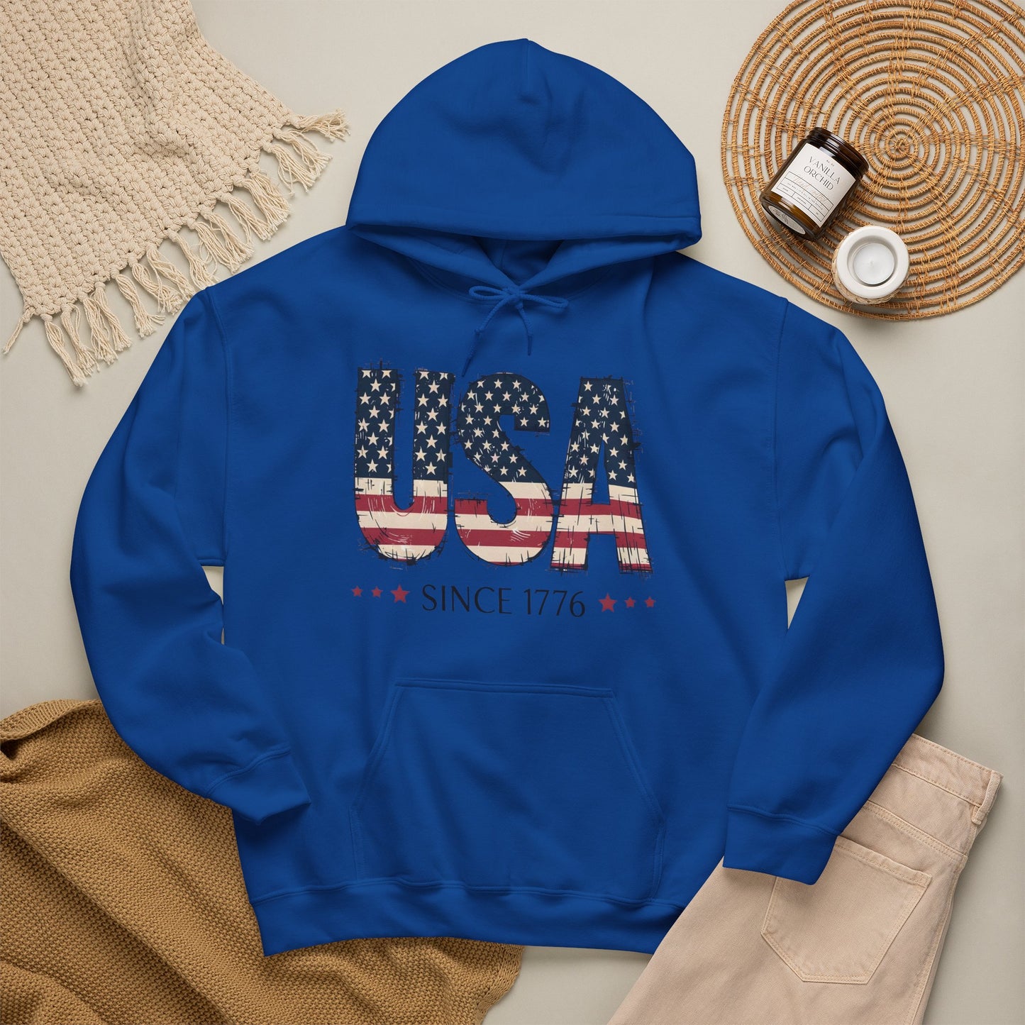 #250 USA Flag "USA Since 1776" Patriotic Hoodie