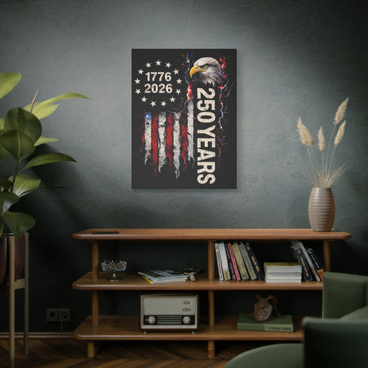 #250 1776-2026 250 Years USA Bicentennial Eagle Matte Canvas Wall Art
