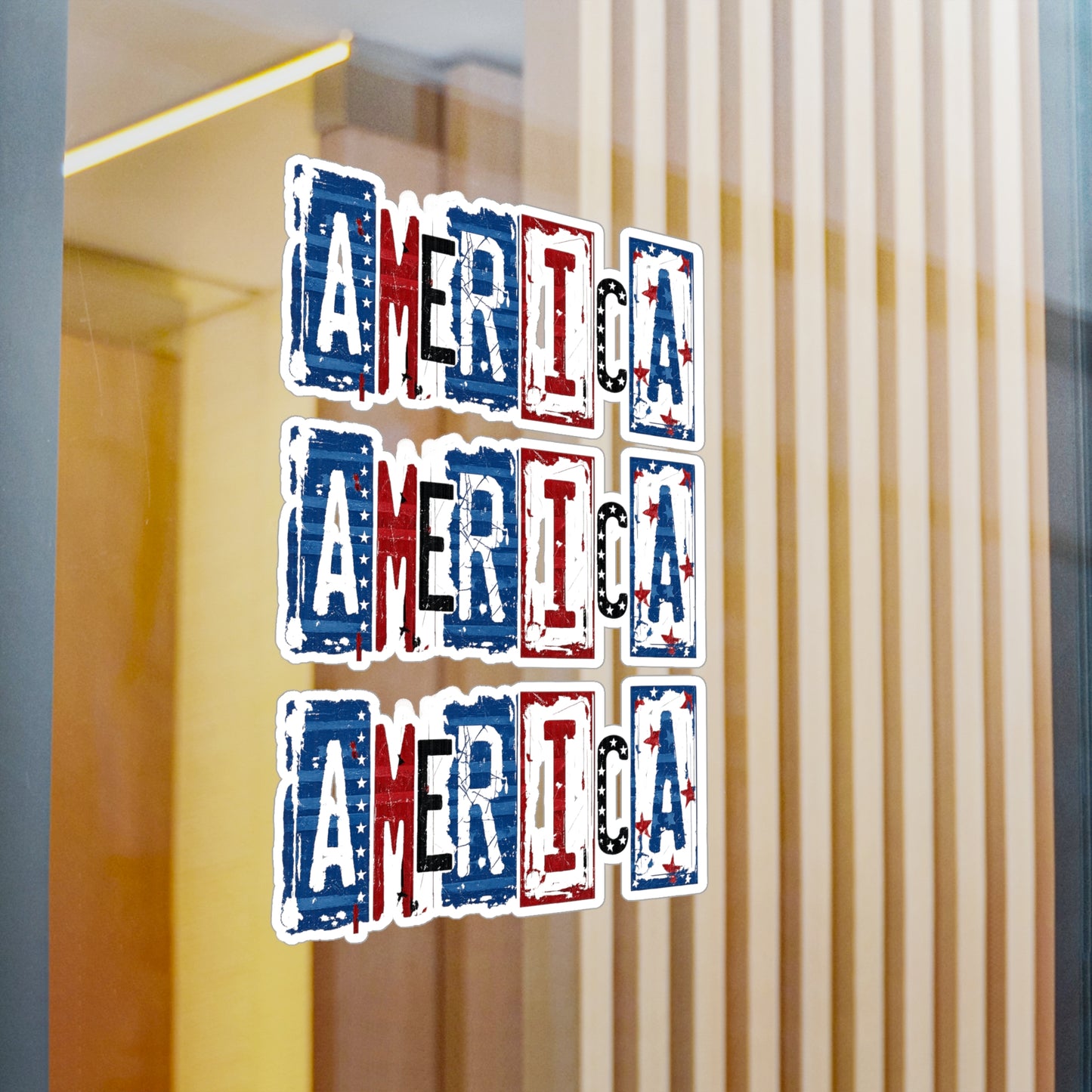 #250 America Retro Block Text Patriotic Kiss-Cut Vinyl Decal – Red White & Blue Sticker