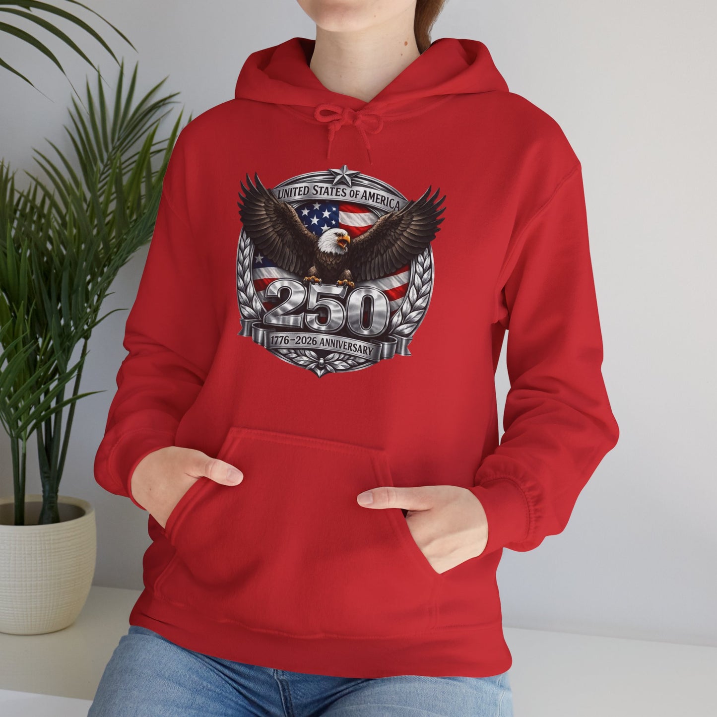 #250 Patriotic Bald Eagle 250 United States Emblem Hoodie