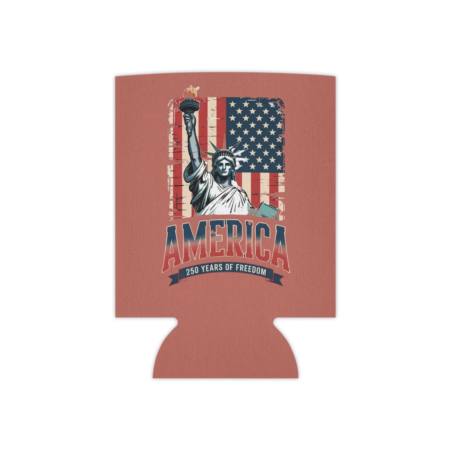 #250 Statue of Liberty American Flag 'America' Patriotic Independence Day Can Cooler - Beverage Koozie