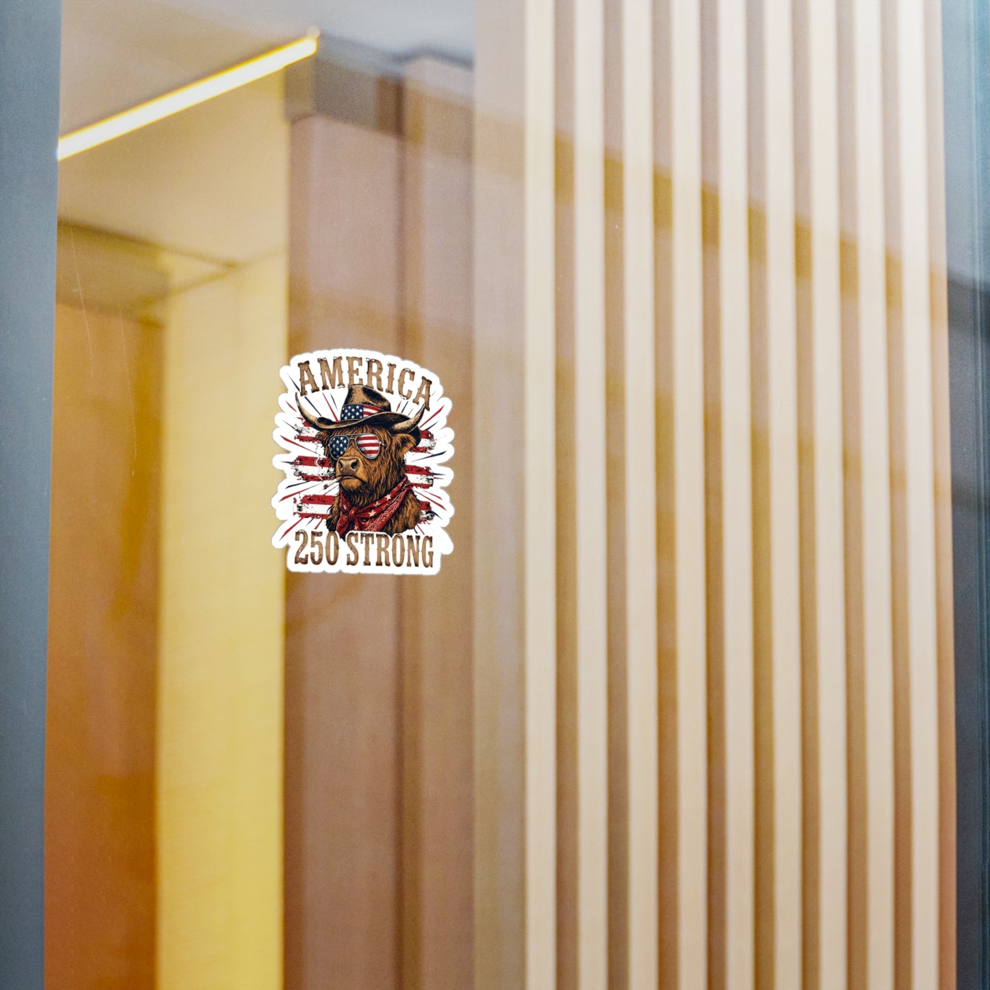 #250 America 250 Strong Patriotic Bull with American Flag Vinyl Sticker Kiss-Cut Decal (Fourth of July)