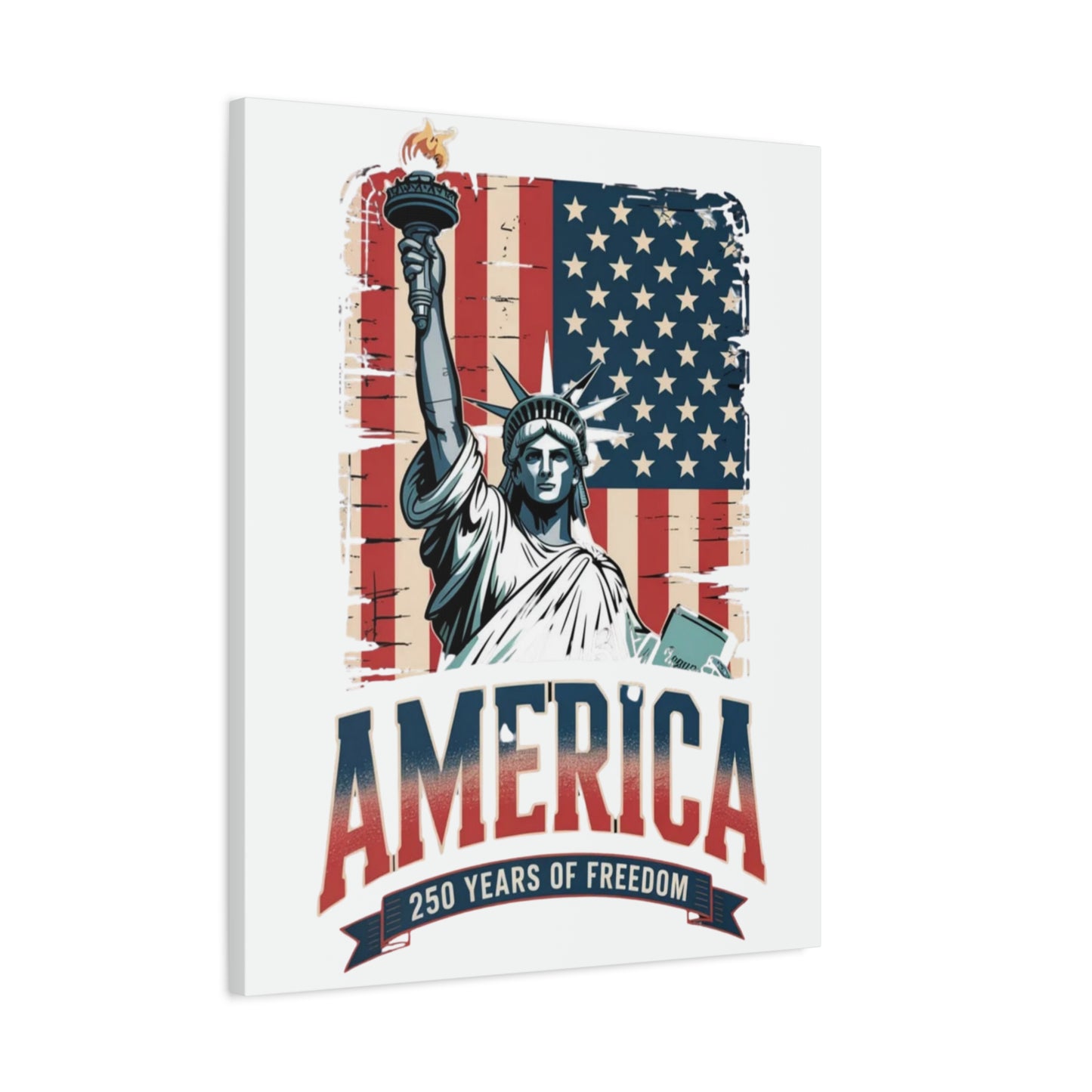 #250 Statue of Liberty American Flag 'America' Patriotic Independence Day Matte Canvas Wall Art