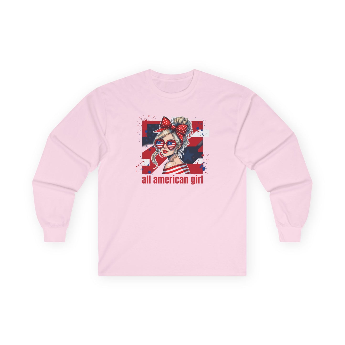 #250 All American Girl Patriotic Long Sleeve Tee