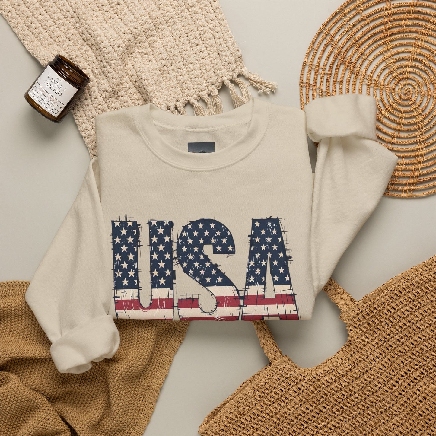 #250 USA Flag "USA Since 1776" Patriotic Crewneck Sweatshirt