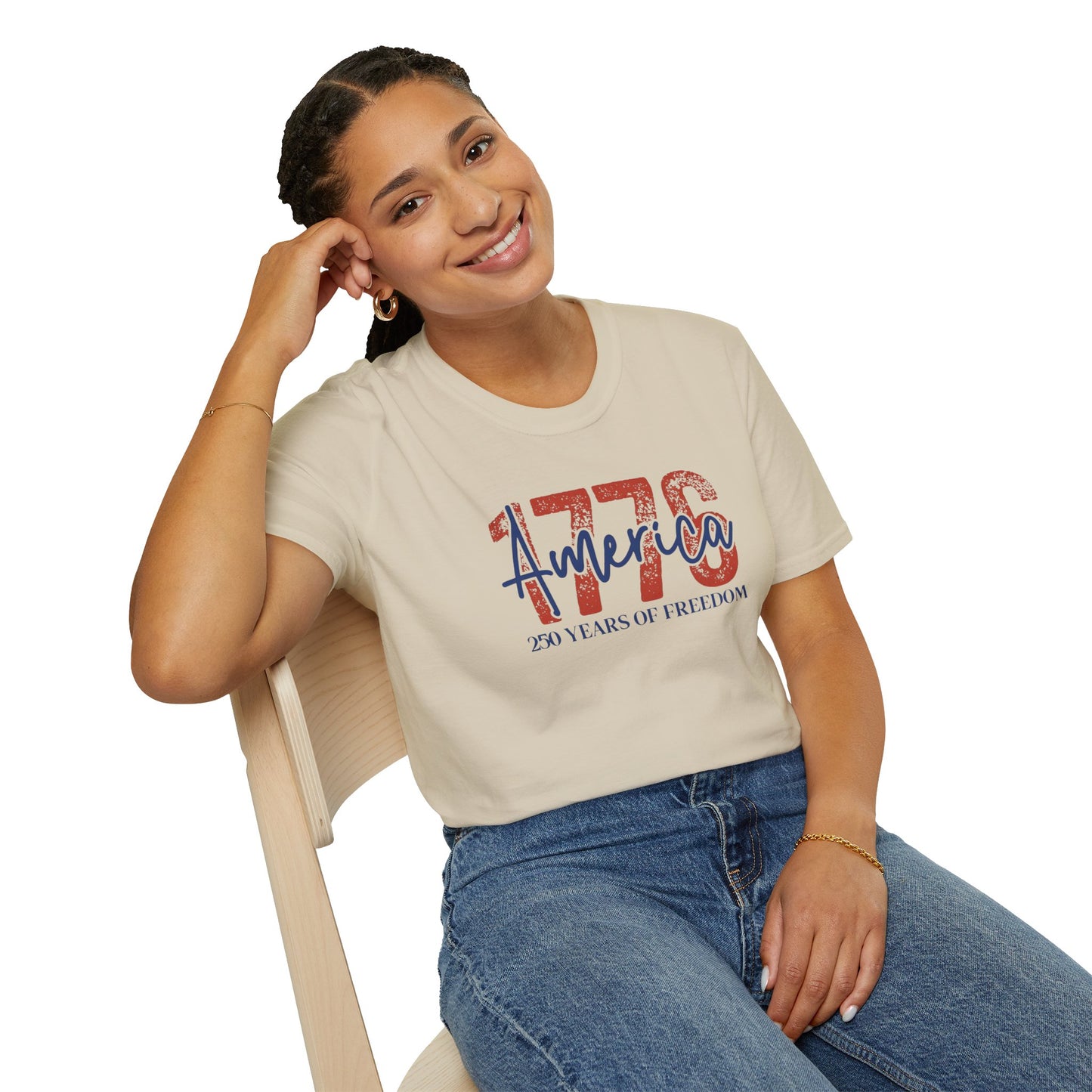 #250 1776 America: 250 Years of Freedom' Patriotic Independence Day Soft-Style Tee