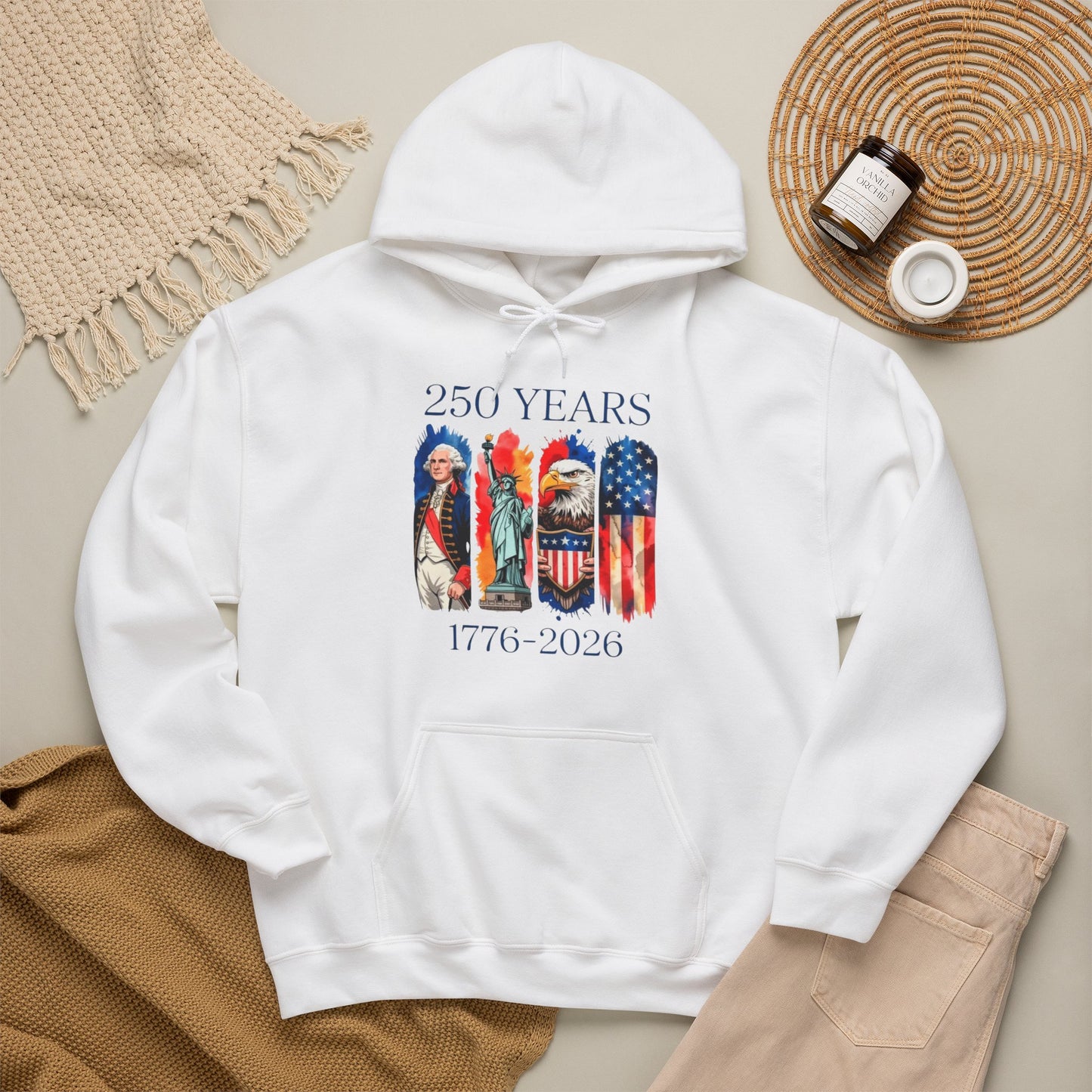 #250 250 Years American History Celebration 1776–2026 Patriotic Hoodie