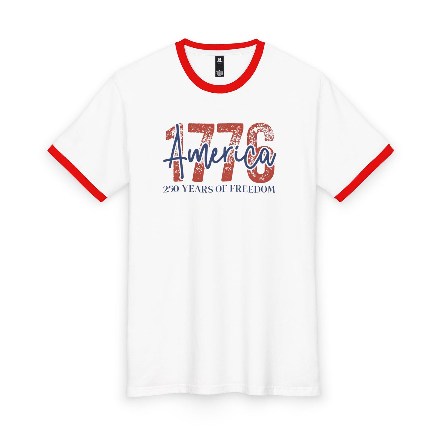 #250 1776 America: 250 Years of Freedom' Patriotic Independence Day Ringer Tee