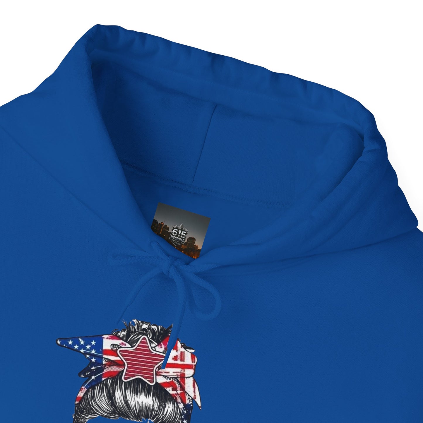 #250 Mama USA Flag Messy Bun Hoodie