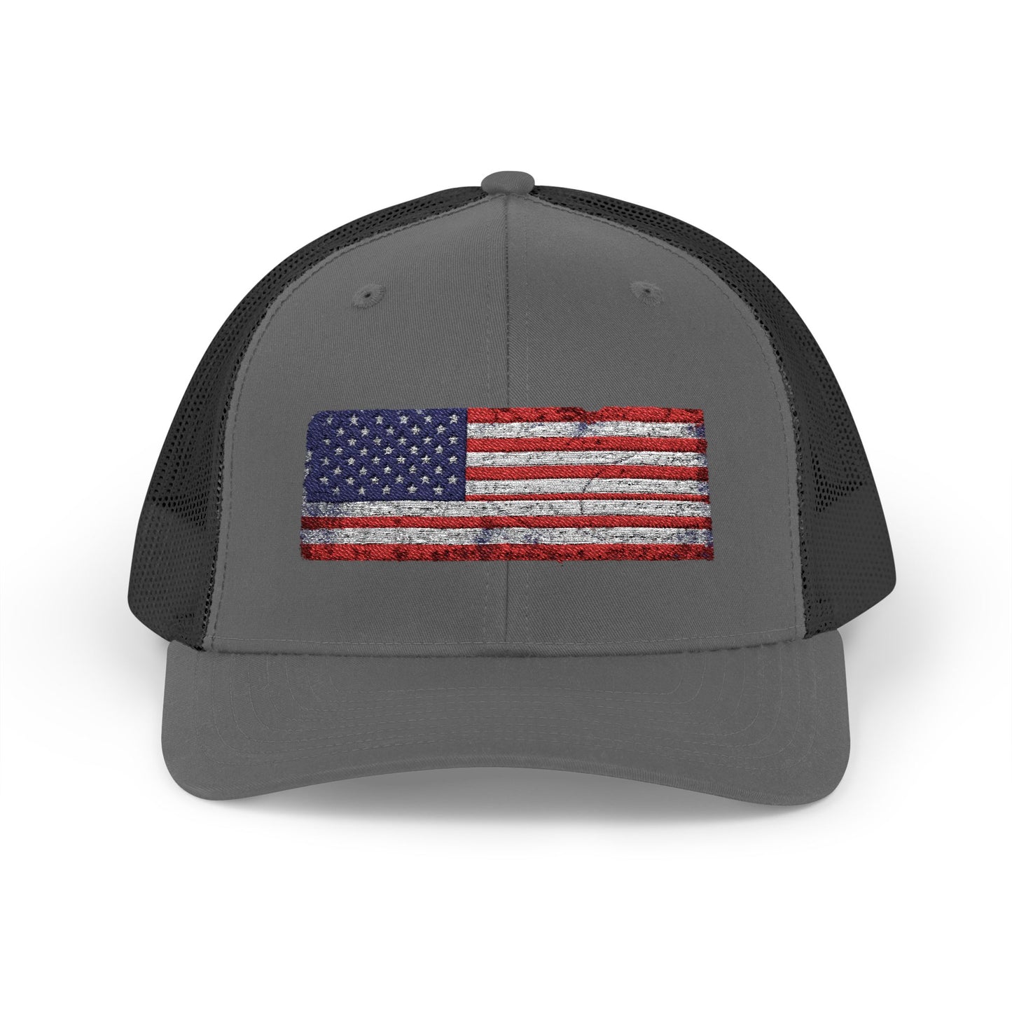 #250 Distressed American Flag Snapback Trucker Cap