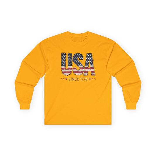 #250 USA Flag "USA Since 1776" Patriotic Long Sleeve Tee