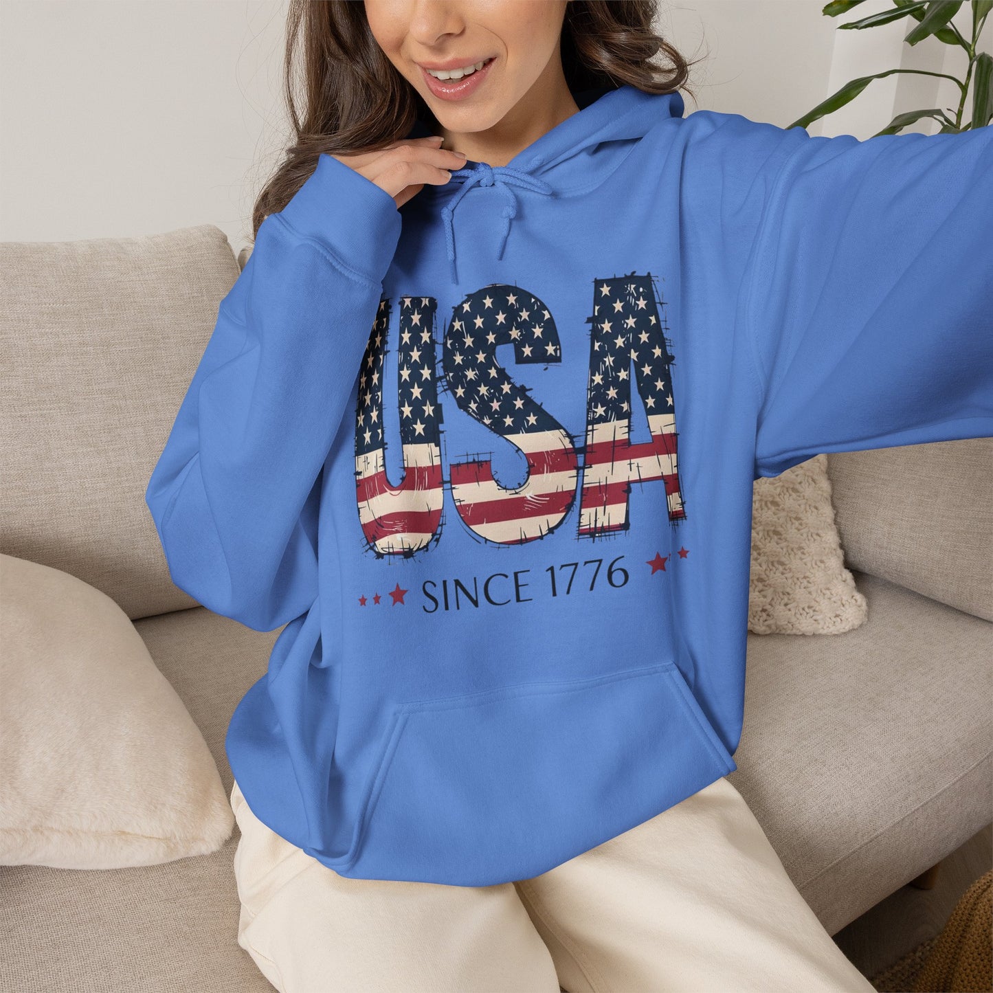 #250 USA Flag "USA Since 1776" Patriotic Hoodie