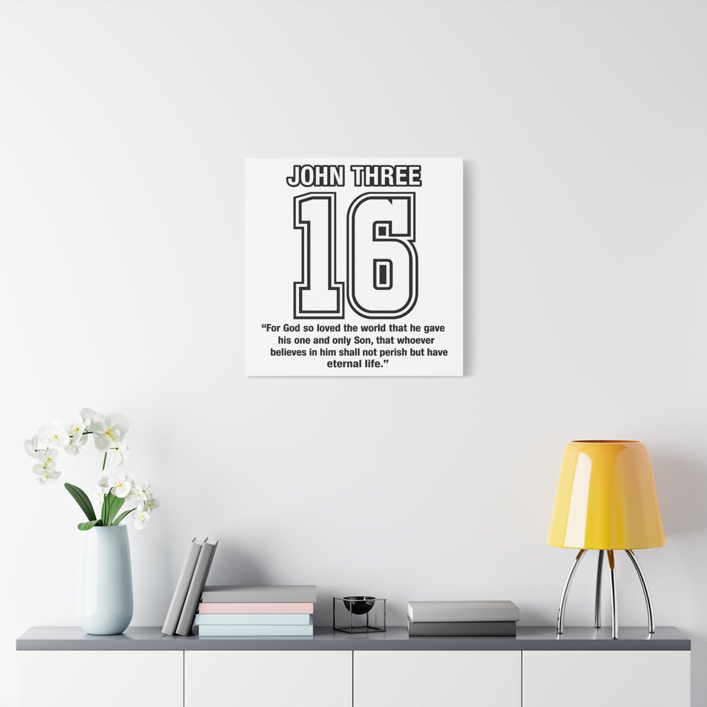 John Three 16 Numbered with Scripture Canvas Print - 'John Three 16' with Bible Verse (John 3:16)