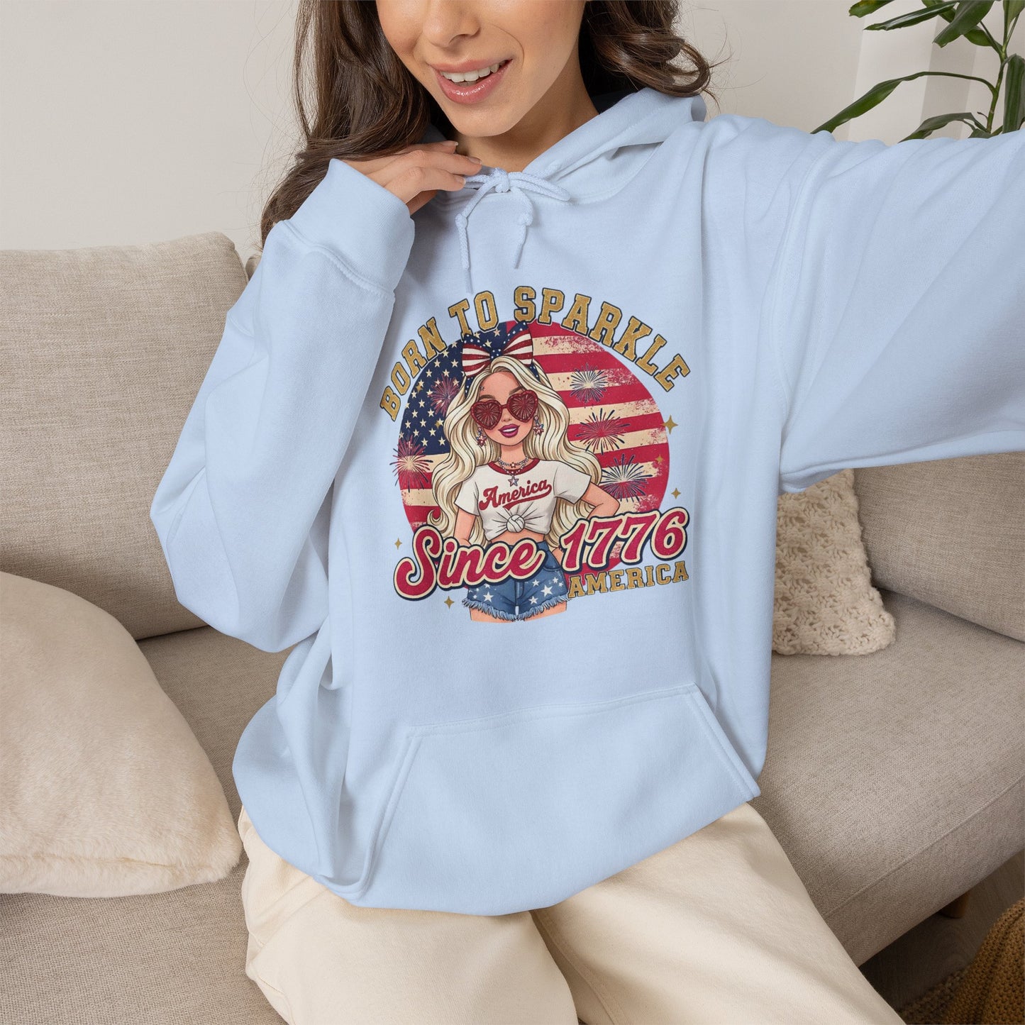 #250 "Born to Sparkle Since 1776" Patriotic Hoodie