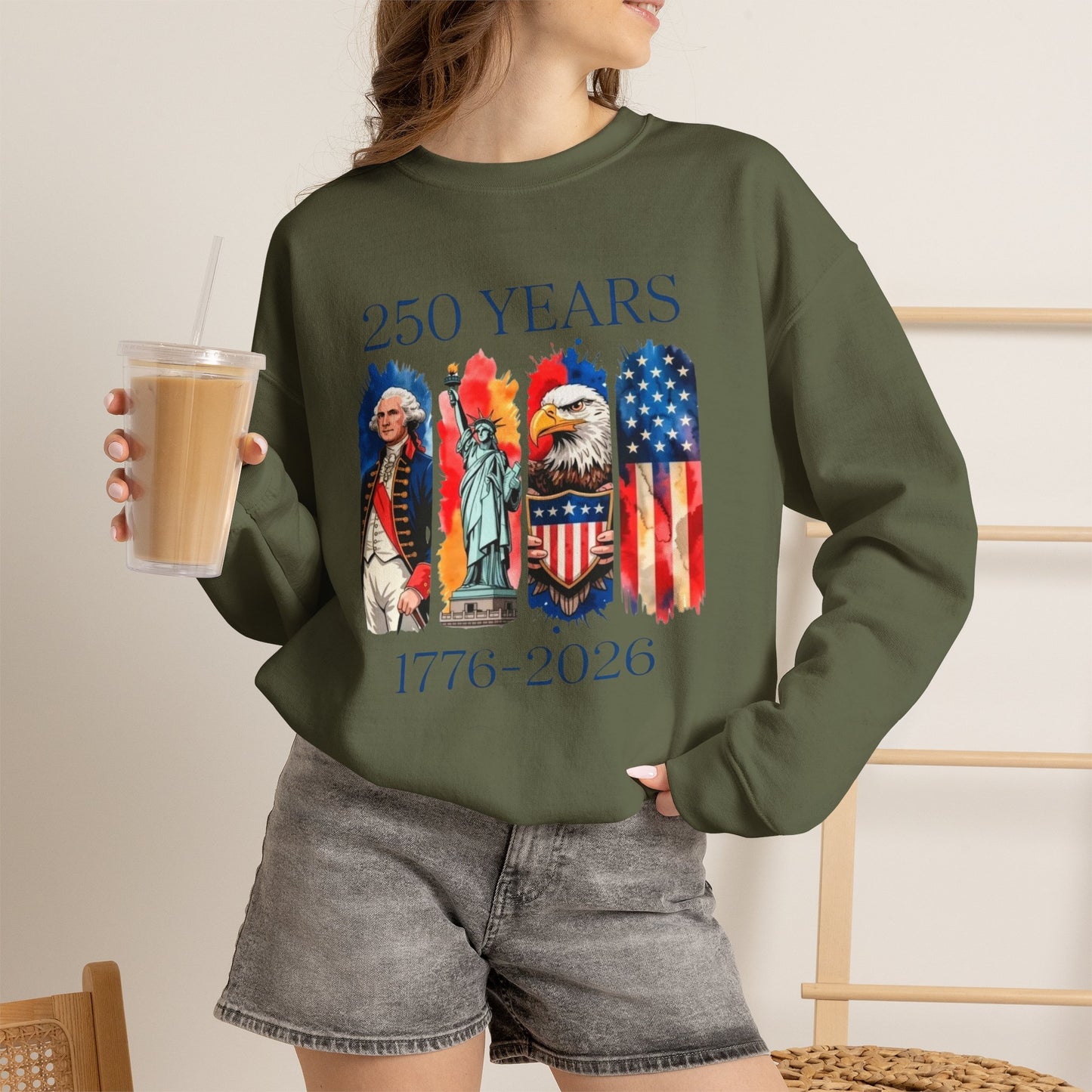 #250 250 Years American History Celebration 1776–2026 Patriotic Crewneck Sweatshirt