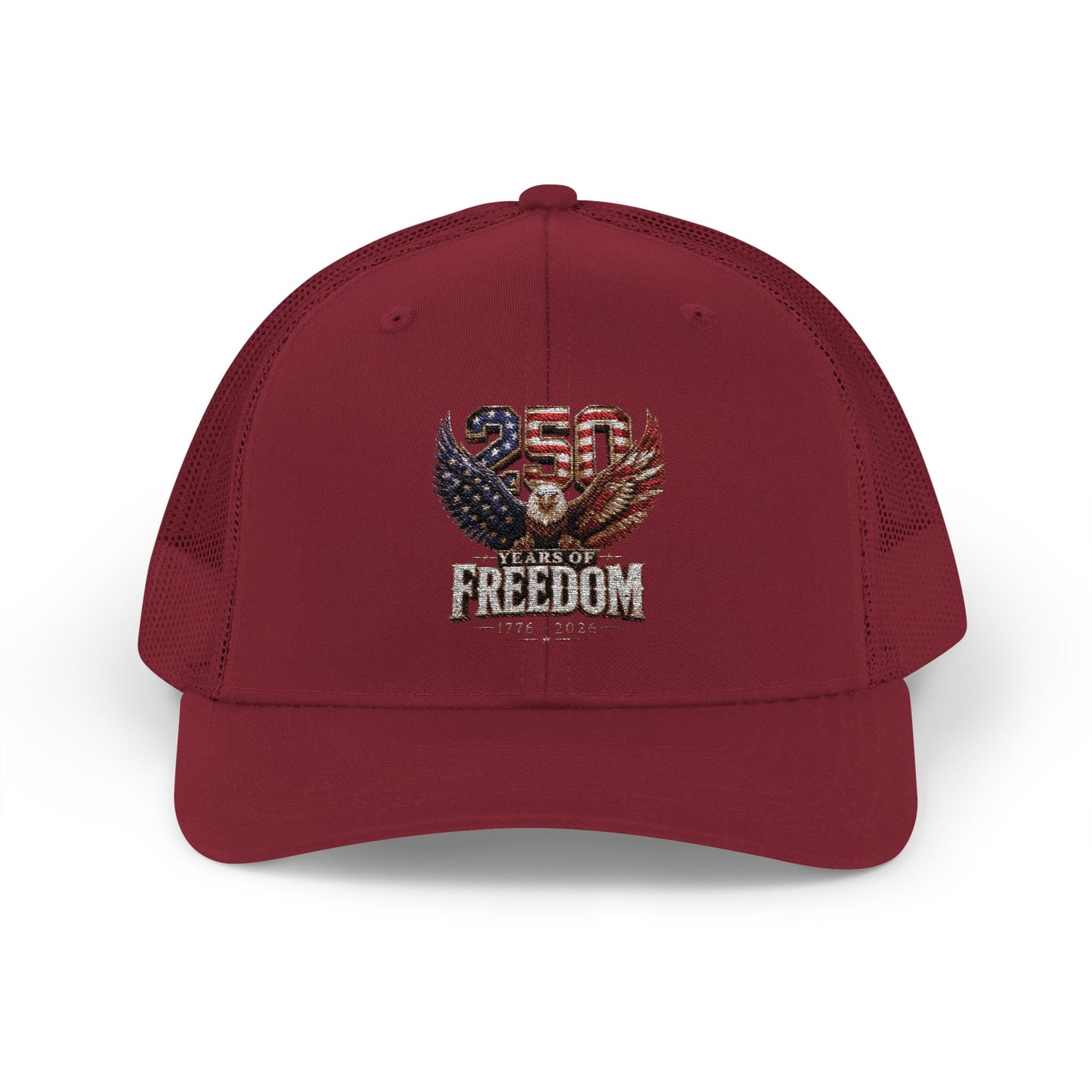 #250 250 Years of Freedom Eagle Patriotic American Flag Anniversary (1776–2026) Snapback Trucker Cap