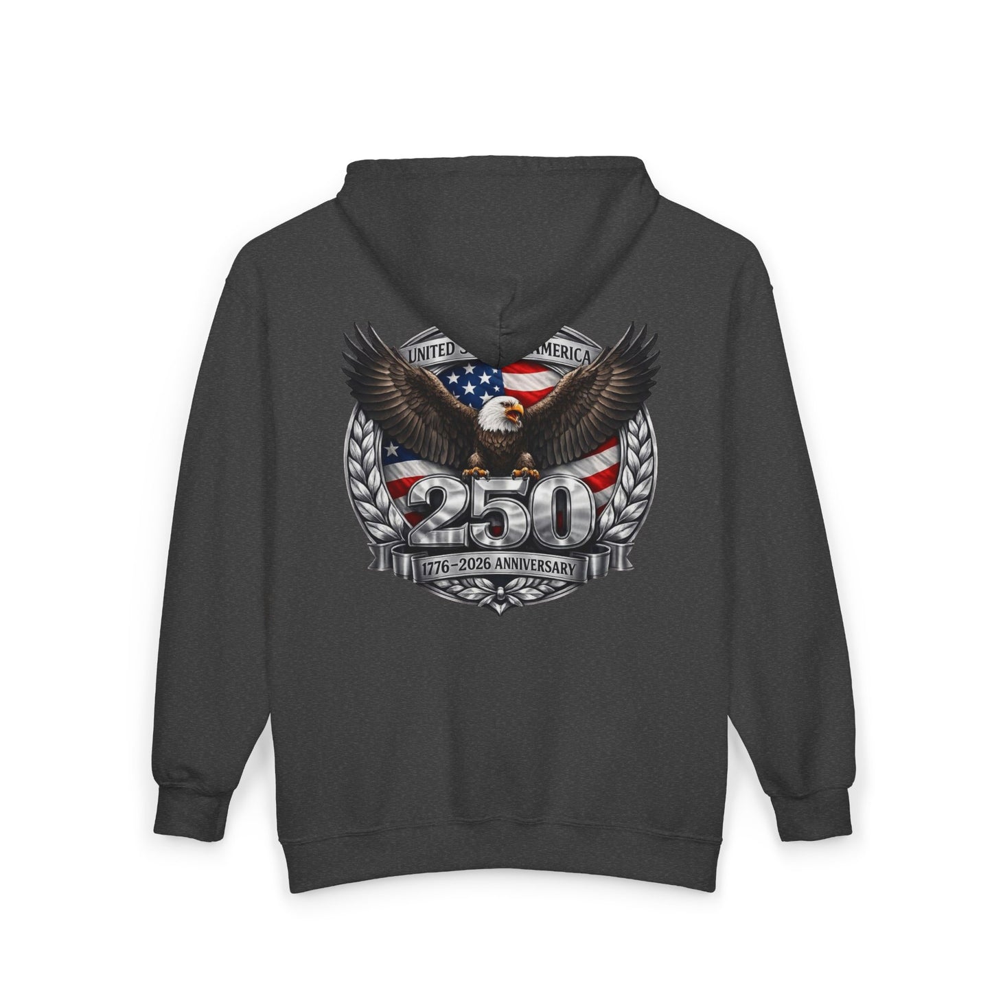 #250 Patriotic Bald Eagle 250 United States Emblem Zip Hoodie