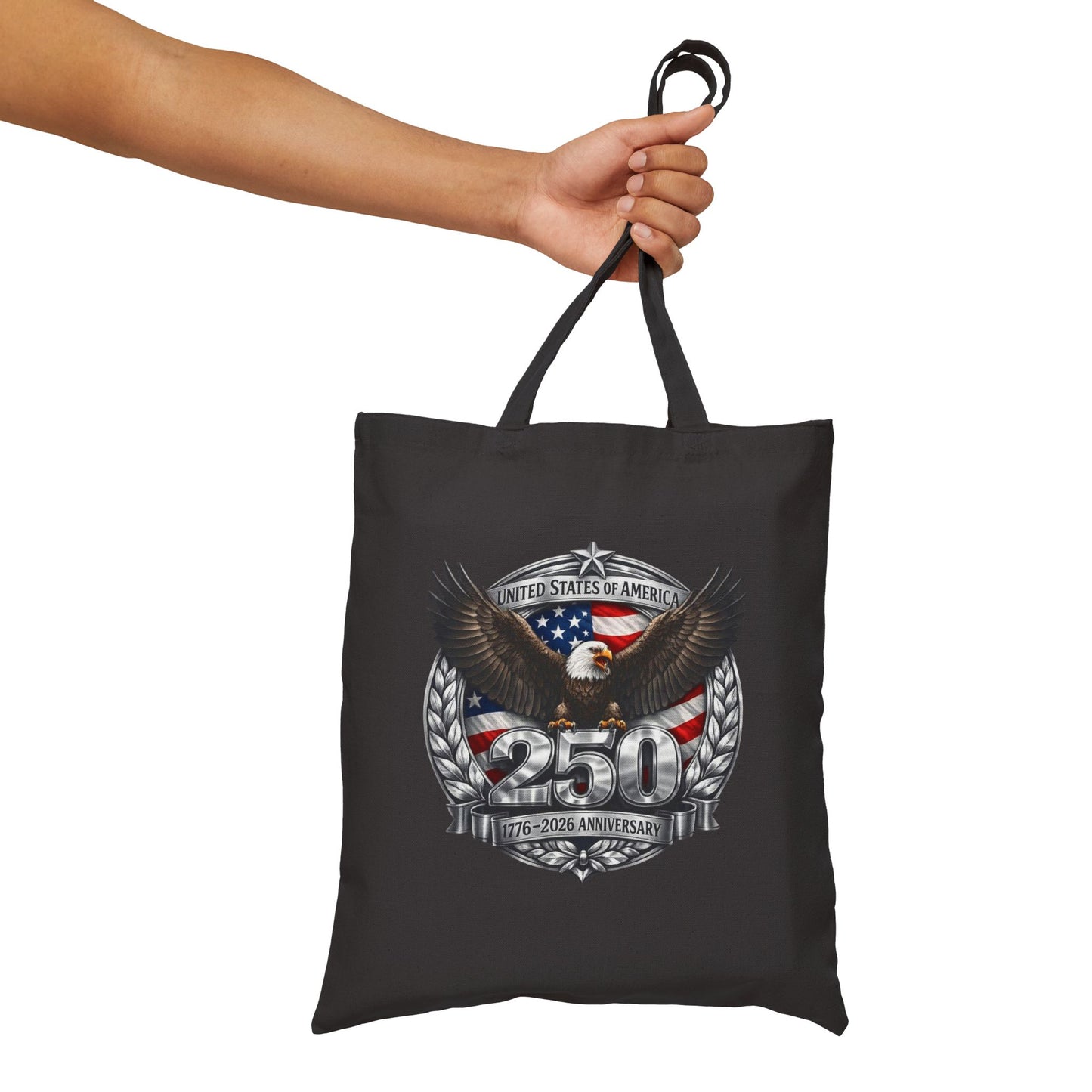 #250 Patriotic Bald Eagle 250 United States Emblem Canvas Tote