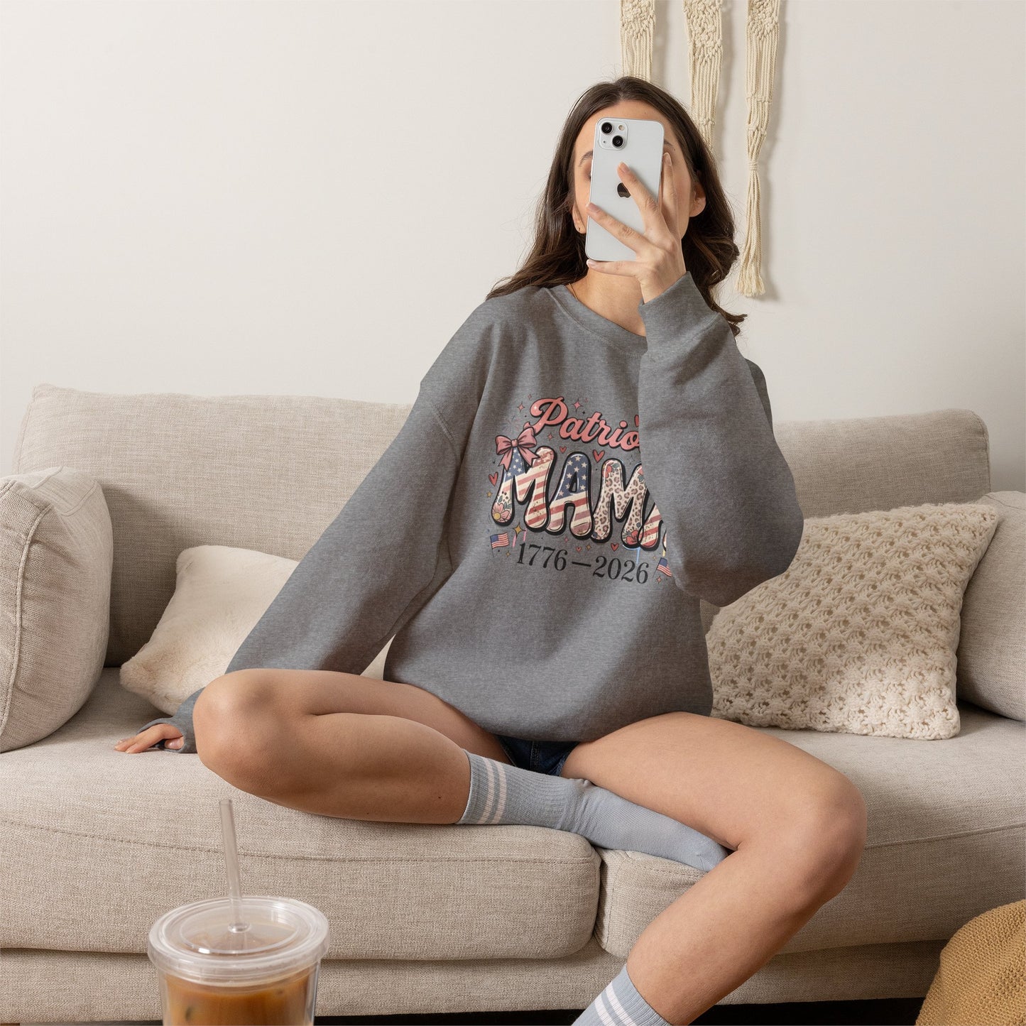 #250 Patriotic Mama 1776–2026 American Flag Sweatshirt