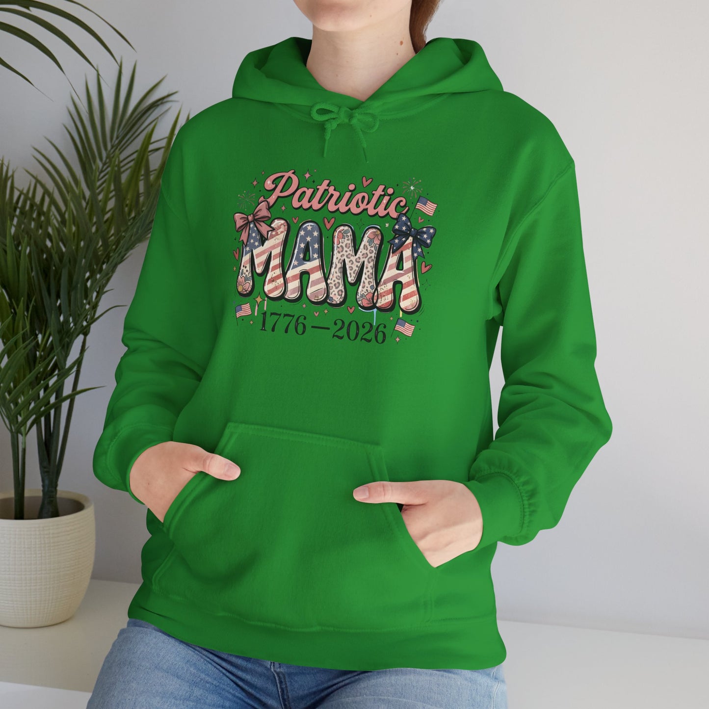 #250 Patriotic Mama 1776–2026 American Flag Hoodie
