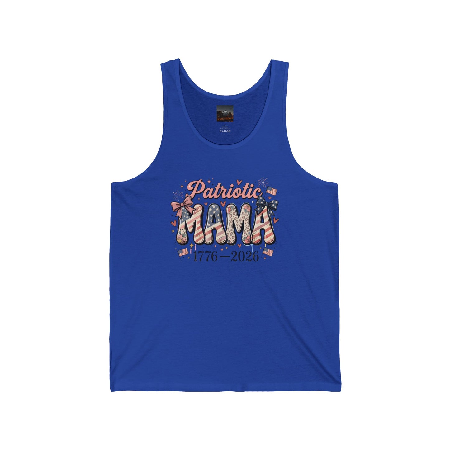 #250 Patriotic Mama 1776–2026 American Flag Tank Top