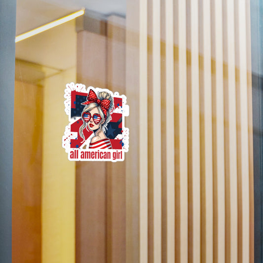 #250 All American Girl Patriotic Vinyl Sticker Kiss-Cut Decal (Fourth of July)
