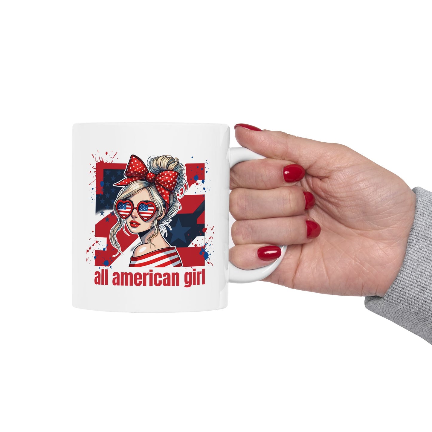 #250 All American Girl Patriotic Ceramic Mug - 11oz & 15oz