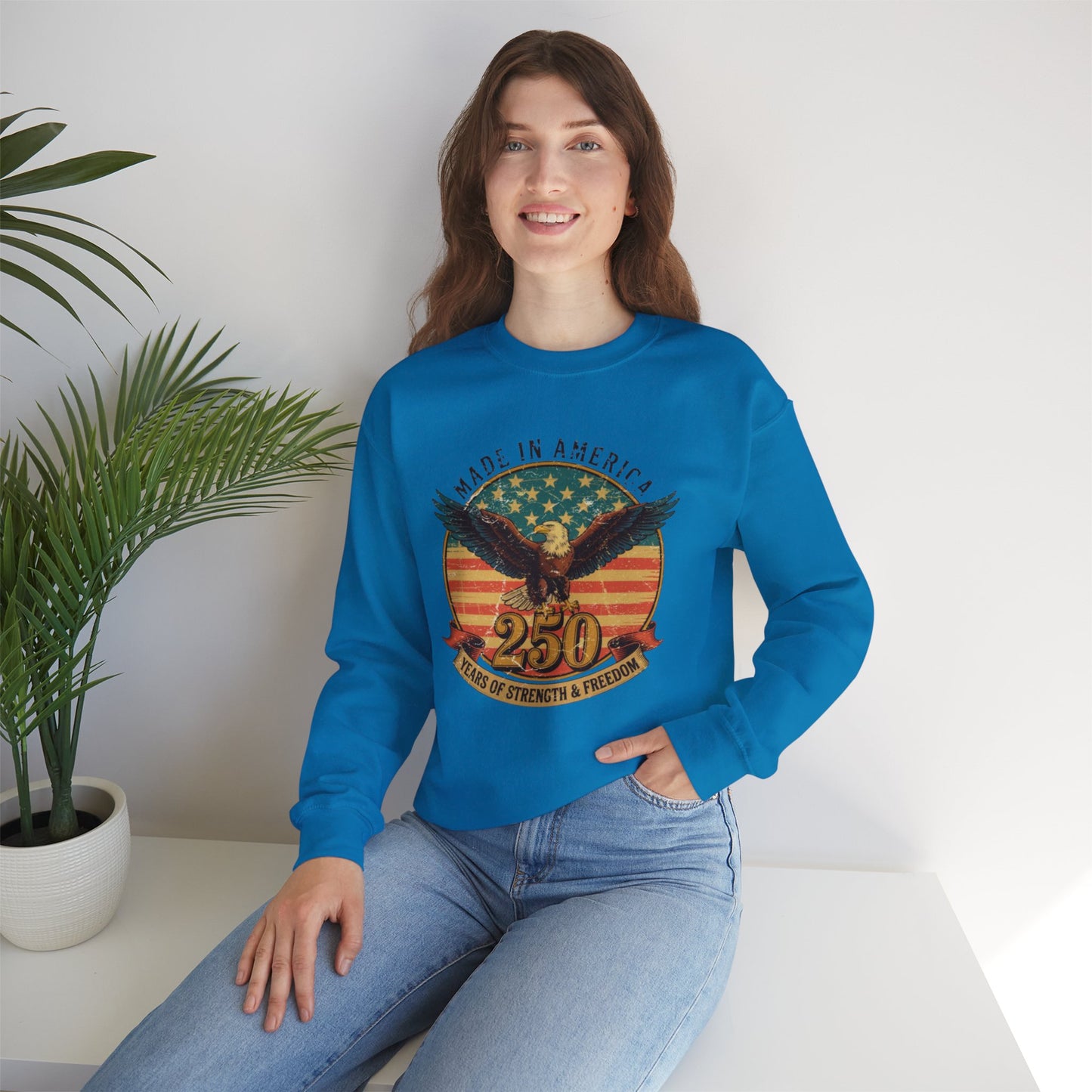 #250 Made in America Eagle 250th Anniversary Patriotic Crewneck Sweatshirt