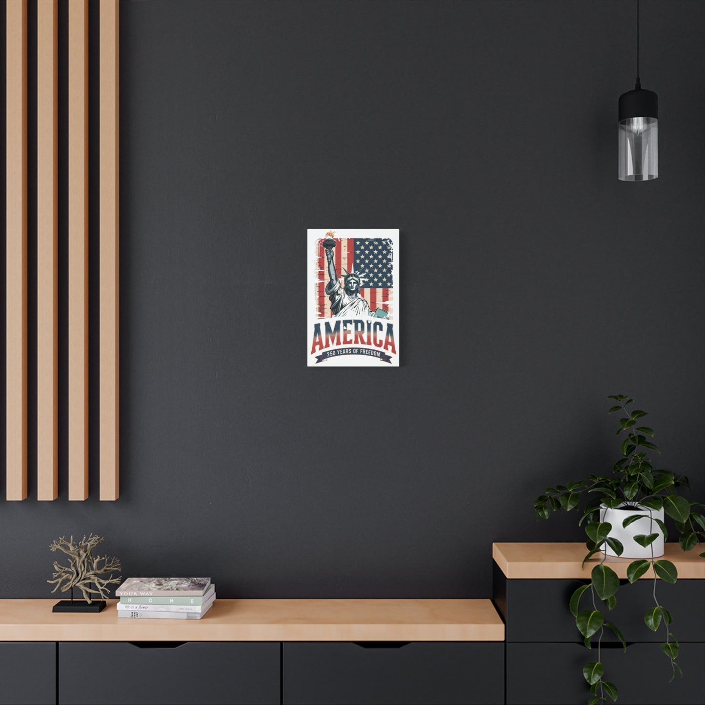 #250 Statue of Liberty American Flag 'America' Patriotic Independence Day Matte Canvas Wall Art