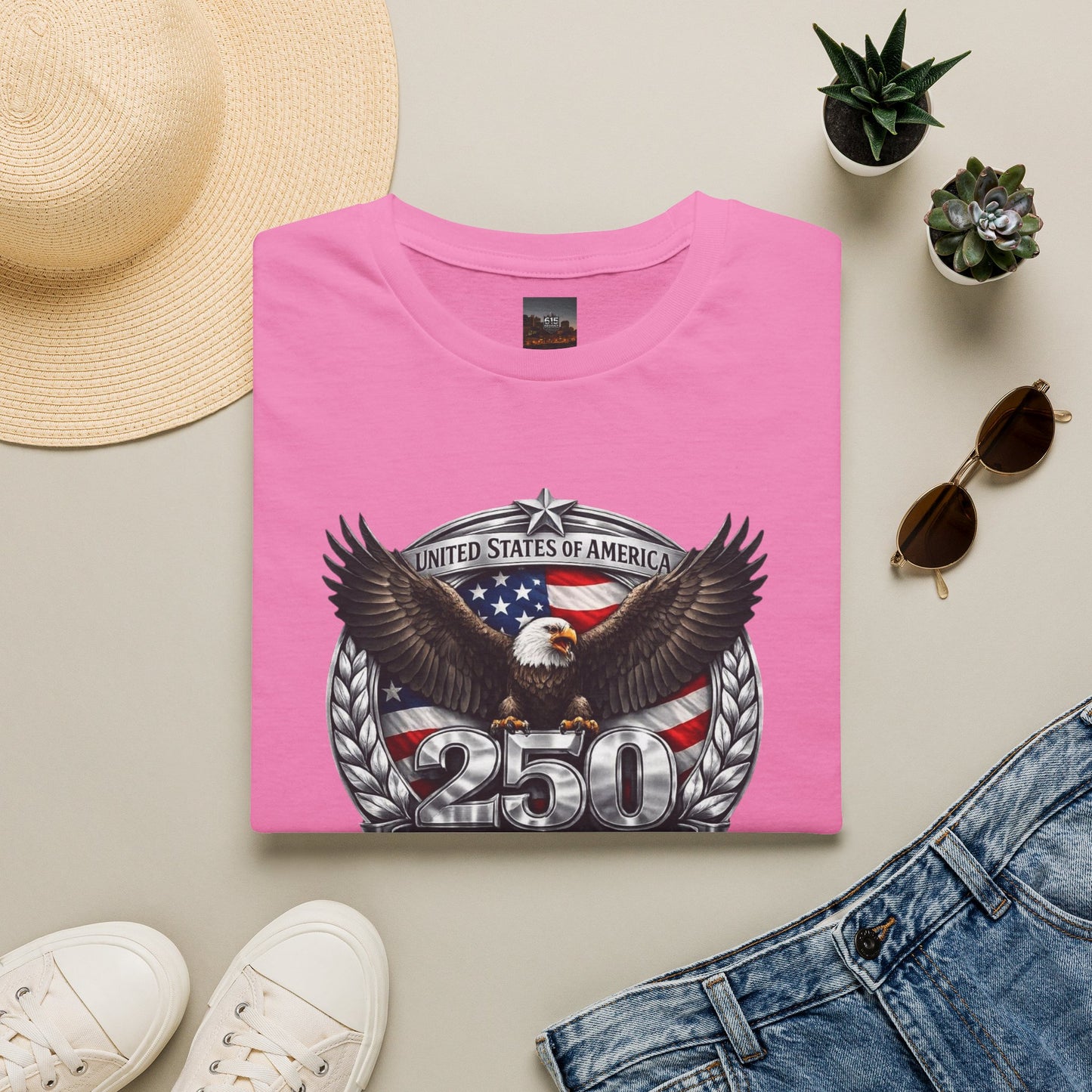 #250 Patriotic Bald Eagle 250 United States Emblem T-Shirt