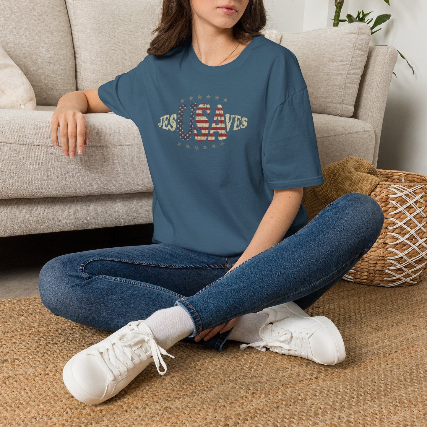 JesUSAves Patriotic T-Shirt — American Flag Christian Faith Tee
