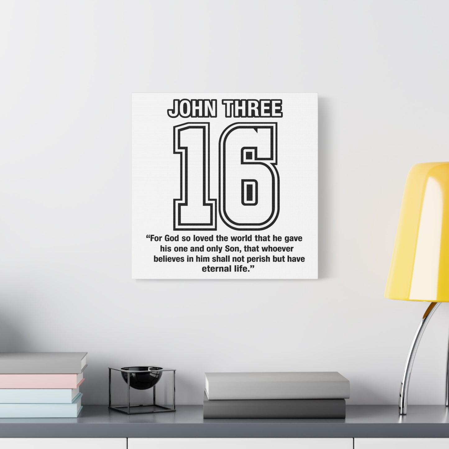 John Three 16 Numbered with Scripture Canvas Print - 'John Three 16' with Bible Verse (John 3:16)